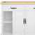 47" White Wood Barn Door Rolling Kitchen Island With Storage With USB