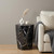 24" Black Glass Hexagonal Drum End Table