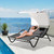 73" Black Steel Sling Outdoor Chaise Lounge With Canopy