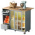 44" Light Blue Wood Barn Door Rolling Kitchen Island With Storage
