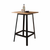 28" Natural and Black Square Solid Wood and Brass Bar Table