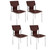 Set of Four Dark Brown and Silver Leather Dining Side Chairs