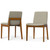Set of Two Natural and Walnut Solid Wood Dining Parsons Chairs