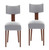 Set of Two Tufted Gray and Brown Upholstered And Solid Wood Partially Open Back Dining Side Chairs