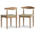 Set of Two Cream and Natural Solid Wood Dining Parsons Chairs