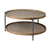 33" Brown and Black Wood And Metal Two Tier Coffee Table