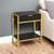 24" Gold And Dark Brown Wood And Metal End Table With Drawer And Shelf