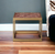 16" Brass And Warm Brown Leather Rectangular End Table