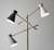 Homeroots Lighting Three Arm Adjustable Floor Lamp, Brass Finish, Grey, Black, and White Shades