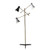 Homeroots Lighting Three Arm Adjustable Floor Lamp, Brass Finish, Grey, Black, and White Shades