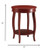 24" Red Wood Round End Table With Shelf