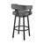 Homeroots Living Room 38" Gray Faux Leather and Iron Swivel Low Back Bar Height Chair, Gray