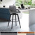 Homeroots Living Room 30" Luxurious Grey Faux Leather and Black Wood Swivel Bar Stool