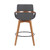 Homeroots 26" Luxurious Grey Faux and Walnut Wood Swivel Bar Stool