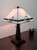 Homeroots Lighting 23" White Stained Glass Floral Two Light Mission Style Table Lamp, White, Mission Style