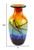 11" Black Blue Red And Yellow Abstract Urn Handblown Glass Table Vase