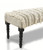 Homeroots Living Room 47" Textural Boho Stripe Upholstered Bench, Cream with Black Leg