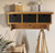 Brown Rustic Wooden Wall Shelf With 3 Drawers And Hooks - 689805006976