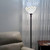 Homeroots Lighting 62" Brown Traditional Shaped Floor Lamp, Brown Base, White Stained Glass Shade