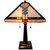 22" Dark Brown Metal Two Light Candlestick Table Lamp With Off White Empire Shade
