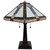22" Dark Brown Metal Two Light Candlestick Table Lamp With Off White Empire Shade
