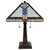 22" Dark Brown Metal Two Light Candlestick Table Lamp With Off White Empire Shade
