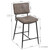 Homeroots Living Room Set of Two 39" Low Back Bar Height Bar Chairs, Vintage Brown Faux Leather and Black