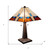 Homeroots Lighting 23" Cream Amber and Teal Arrow Stained Glass Two Light Mission Style Table Lamp