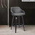 Homeroots Living Room 26" Gray Swivel Faux Leather Black Wooden Bar Stool