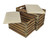 Homeroots Living Room Set of 2 Rectangular Brown Linen Fabric and Wood Slats Storage Benches, Brown, Set of 2