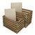 Homeroots Living Room Set of 2 Rectangular Brown Linen Fabric and Wood Slats Storage Benches, Brown, Set of 2