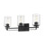 Homeroots Lighting Black Metal and Textured Glass Three-Light Wall Sconce, Black Finish