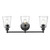 Three Light Matte Black Glass Shade Wall Sconce - 808230013841