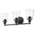 Three Light Matte Black Glass Shade Wall Sconce - 808230013841
