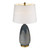 Homeroots Lighting Shine 1-Light Table Lamp, Acrylic, Hand Painted Weathered Pewter, Off White Shade