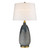 Homeroots Lighting Shine 1-Light Table Lamp, Acrylic, Hand Painted Weathered Pewter, Off White Shade