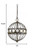 Homeroots Lighting Aria 3-Light Oil-Rubbed Bronze Globe Pendant with Mother of Pearl Accents