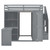 Gray Four Poster Wood Full Double Loft Bed with Stairs and Desk and Shelves
