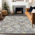 10' X 14' Gray And Brown Geometric Washable Indoor Outdoor Area Rug