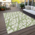 10' X 14' Green And Ivory Abstract Washable Indoor Outdoor Area Rug