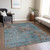 10' X 14' Teal Blue And Brown Abstract Washable Indoor Outdoor Area Rug