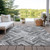 9' X 12' Gray Silver And Ivory Geometric Washable Indoor Outdoor Area Rug