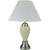 27" Ivory and Silver Ceramic Urn Table Lamp With White Empire Shade