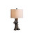 Homeroots Lighting 25 Inch Black Bear in a Tree Table Lamp, Beige Shade