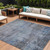 10' X 14' Gray And Blue Abstract Washable Indoor Outdoor Area Rug