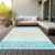 10' X 14' Teal Blue Aqua And Ivory Geometric Washable Indoor Outdoor Area Rug