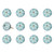 1.5" X 1.5" X 1.5" Turquoise White And Gold Knobs 12 Pack - 614486198399