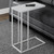 Homeroots Living Room White Metal Tempered Glass Accent Table, 18.25 x 10.25 x 24 inches
