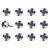 1.5" X 1.5" X 1.5" White Blue And Turquoise Knobs 12 Pack - 614486198177