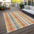 5' X 8' Peach Ivory And Orange Plaid Washable Indoor Outdoor Area Rug